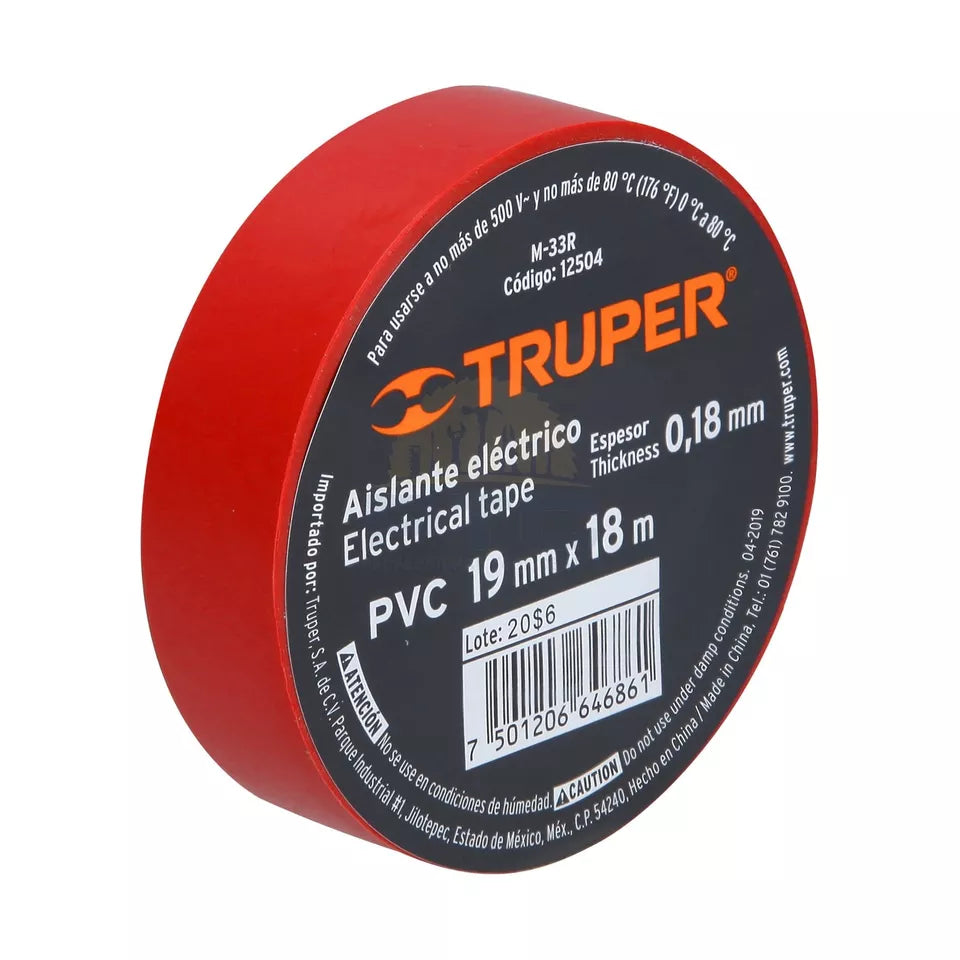 Truper PVC Electrical Tape 3/4-Inch by 60 ft (19mm x 18m)- Available in Various Colours, Black, White, Yellow, Grey, Red, Blue and Green Truper PVC Electrical Tape 3/4-Inch by 60 ft (19mm x 18m)- Available in Various Colours, Black, White, Yellow, Grey, Red, Blue and Green